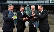 2 February 2023; In attendance during the GAA Annual Report Launch are, from left, Croke Park Stadium Director Peter McKenna, Ard Stiúrthóir of the GAA Tom Ryan, Uachtarán Chumann Lúthchleas Gael Larry McCarthy and GAA director of finance Ger Mulryan at Croke Park in Dublin. Photo by Sam Barnes/Sportsfile