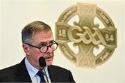 2 February 2023; Croke Park stadium director Peter McKenna speaking during the GAA Annual Report Launch at Croke Park in Dublin. Photo by Sam Barnes/Sportsfile