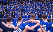 2 February 2023; St Mary's College players and supporters sing their school anthem after the Bank of Ireland Leinster Rugby Schools Senior Cup First Round match between St Mary’s College and Wesley College at Energia Park in Dublin. Photo by Daire Brennan/Sportsfile