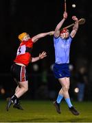 2 February 2023; James Duggan of UCD in action against Niall O’Leary of UCC during the HE GAA Fitzgibbon Cup Group C match between University College Dublin and University College Cork at Billings Park in Belfield, Dublin. Photo by Seb Daly/Sportsfile