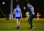 2 February 2023; UCD manager Conor O'Shea talks with Dara Purcell during the HE GAA Fitzgibbon Cup Group C match between University College Dublin and University College Cork at Billings Park in Belfield, Dublin. Photo by Seb Daly/Sportsfile