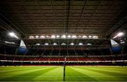 3 February 2023; A view of the pitch with the roof closed during the Wales rugby captain's run at Principality Stadium in Cardiff, Wales. Photo by Brendan Moran/Sportsfile