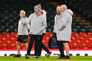 3 February 2023; Wales head coach Warren Gatland, right, with attack coach Alex King, left, and forwards coach Jonathan Humphreys during the Wales rugby captain's run at Principality Stadium in Cardiff, Wales. Photo by Brendan Moran/Sportsfile