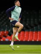 3 February 2023; Jacob Stockdale during the Ireland rugby captain's run at Principality Stadium in Cardiff, Wales. Photo by Brendan Moran/Sportsfile
