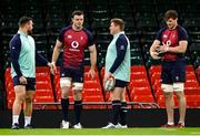 3 February 2023; Ireland players, from left, Ronán Kelleher, James Ryan, Tadhg Furlong and Ryan Baird during their captain's run at Principality Stadium in Cardiff, Wales. Photo by Brendan Moran/Sportsfile