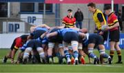 3 February 2023; Sam Greany of CBC Monkstown looks on a scrum during the Bank of Ireland Leinster Rugby Schools Senior Cup First Round match between CBC Monkstown and St Vincent’s Castleknock College at Energia Park in Dublin. Photo by Tyler Miller/Sportsfile