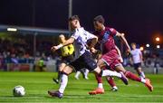 3 February 2023; Ryan O'Kane of Dundalk in action against Elicha Ahui of Drogheda United during the Jim Malone Cup match between Drogheda United and Dundalk at Weaver's Park in Drogheda, Louth. Photo by Ben McShane/Sportsfile