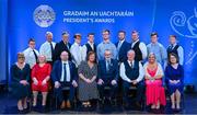 3 February 2023; Munster recipient Sandra English of Rockwell Rovers GAA, Tipperary, iwith her family and Uachtarán Chumann Lúthchleas Gael Larry McCarthy during the GAA President's Awards at Croke Park in Dublin. Photo by Seb Daly/Sportsfile