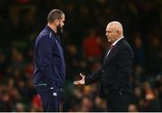 4 February 2023; Wales head coach Warren Gatland, right, and Ireland head coach Andy Farrell during the Guinness Six Nations Rugby Championship match between Wales and Ireland at Principality Stadium in Cardiff, Wales. Photo by David Fitzgerald/Sportsfile