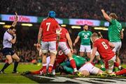 4 February 2023; Referee Karl Dickson signals for Ireland's second try scored by James Ryan during the Guinness Six Nations Rugby Championship match between Wales and Ireland at Principality Stadium in Cardiff, Wales. Photo by Brendan Moran/Sportsfile