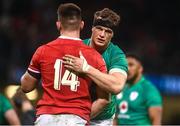 4 February 2023; Josh van der Flier of Ireland and Josh Adams of Wales after the Guinness Six Nations Rugby Championship match between Wales and Ireland at Principality Stadium in Cardiff, Wales. Photo by David Fitzgerald/Sportsfile