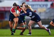 4 February 2023; Leah Tarpey of Combined Provinces XV is tackled by Holly McIntyre of The Thistles during the Celtic Challenge 2023 match between Combined Provinces XV and The Thistles at Kingspan Stadium in Belfast. Photo by Ben McShane/Sportsfile
