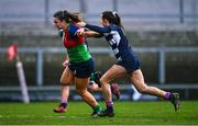 4 February 2023; Leah Tarpey of Combined Provinces XV evades the tackle of Roma Fraser of The Thistles on her way to scoring her side's first try during the Celtic Challenge 2023 match between Combined Provinces XV and The Thistles at Kingspan Stadium in Belfast. Photo by Ben McShane/Sportsfile
