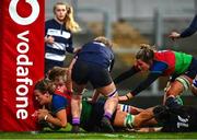 4 February 2023; Claire Bennett of Combined Provinces XV scores her side's second try during the Celtic Challenge 2023 match between Combined Provinces XV and The Thistles at Kingspan Stadium in Belfast. Photo by Ben McShane/Sportsfile