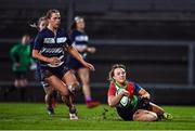 4 February 2023; Aoife Dalton of Combined Provinces XV scores her side's fifth try during the Celtic Challenge 2023 match between Combined Provinces XV and The Thistles at Kingspan Stadium in Belfast. Photo by Ben McShane/Sportsfile