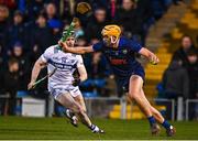 4 February 2023; Ronan Maher of Tipperary in action against  PJ Scully of Laois during the Allianz Hurling League Division 1 Group B match between Tipperary and Laois at FBD Semple Stadium in Thurles, Tipperary. Photo by Sam Barnes/Sportsfile