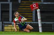 4 February 2023; Ella Roberts of Combined Provinces XV scores her side's sixth try during the Celtic Challenge 2023 match between Combined Provinces XV and The Thistles at Kingspan Stadium in Belfast. Photo by Ben McShane/Sportsfile