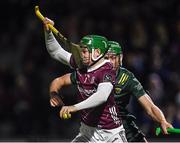 4 February 2023; Galway goalkeeper Éanna Murphy is tackled by Conor McDonald of Wexford during the Allianz Hurling League Division 1 Group A match between Wexford and Galway at Chadwicks Wexford Park in Wexford. Photo by Piaras Ó Mídheach/Sportsfile