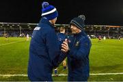4 February 2023; Tipperary manager Liam Cahill, right, and Laois manager Willie Maher shake hands after the Allianz Hurling League Division 1 Group B match between Tipperary and Laois at FBD Semple Stadium in Thurles, Tipperary. Photo by Sam Barnes/Sportsfile
