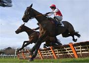 4 February 2023; Sandor Clegane, with Sean O'Keeffe up, during the Nathaniel Lacy and Partners Solicitors Novice Hurdle on day one of the Dublin Racing Festival at Leopardstown Racecourse in Dublin. Photo by Seb Daly/Sportsfile