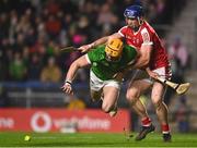 4 February 2023; Oisin O'Reilly of Limerick in action against Sean O’Donoghue of Cork during the Allianz Hurling League Division 1 Group A match between Cork and Limerick at Páirc Ui Chaoimh in Cork. Photo by Eóin Noonan/Sportsfile
