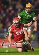 4 February 2023; Conor O’Callaghan of Cork in action against Adam English of Limerick during the Allianz Hurling League Division 1 Group A match between Cork and Limerick at Páirc Ui Chaoimh in Cork. Photo by Eóin Noonan/Sportsfile