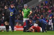 4 February 2023; Robbie O’Flynn of Cork receives medical attention after sustaining an injury during the Allianz Hurling League Division 1 Group A match between Cork and Limerick at Páirc Ui Chaoimh in Cork. Photo by Eóin Noonan/Sportsfile