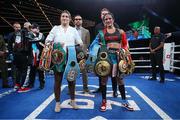 4 February 2023; Katie Taylor, left, and Amanda Serrano at Madison Square Garden Theatre in New York, USA, following the announcement of their undisputed world lightweight titles fight rematch, which will take place in Dublin on May 20. Photo by Ed Mulholland / Matchroom Boxing via Sportsfile