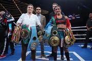 4 February 2023; Katie Taylor, left, and Amanda Serrano at Madison Square Garden Theatre in New York, USA, following the announcement of their undisputed world lightweight titles fight rematch, which will take place in Dublin on May 20. Photo by Ed Mulholland / Matchroom Boxing via Sportsfile