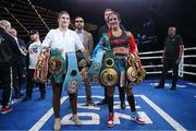 4 February 2023; Katie Taylor, left, and Amanda Serrano at Madison Square Garden Theatre in New York, USA, following the announcement of their undisputed world lightweight titles fight rematch, which will take place in Dublin on May 20. Photo by Ed Mulholland / Matchroom Boxing via Sportsfile