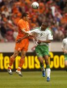 5 June 2004; Clinton Morrison, Republic of Ireland, in action against Holland's Wilfred Bouma. International Friendly, Holland v Republic of Ireland, Amsterdam Arena, Amsterdam, Holland. Picture credit; Pat Murphy / SPORTSFILE