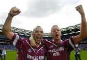 6 June 2004; Paul Conway, left, and Denis Glennon, Westmeath, celebrate victory over Dublin after the final whistle. Bank of Ireland Leinster Senior Football Championship, Dublin v Westmeath, Croke Park, Dublin. Picture credit; Matt Browne / SPORTSFILE