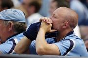 6 June 2004; A dejected Dublin fan pictured after his sides defeat to Westmeath. Bank of Ireland Leinster Senior Football Championship, Dublin v Westmeath, Croke Park, Dublin. Picture credit; Matt Browne / SPORTSFILE