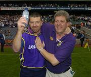 6 June 2004; Pat Roe, Wexford manager, celebrates victory over Kildare after the final whistle with county chairman Sean Quirke. Bank of Ireland Leinster Senior Football Championship, Wexford v Kildare, Croke Park, Dublin. Picture credit; Matt Browne / SPORTSFILE