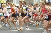 7 June 2004; Eventual winner Catherina McKiernan (002) leads the field at the start of the 2004 Flora Women's Mini-Marathon. Dublin. Picture credit; Brendan Moran / SPORTSFILE