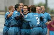7 June 2004; Kevin Hunt, centre, Bohemians, is congratulated after scoring his sides first goal by team-mates, from left, Glen Crowe, Stephen Rice, Dave Morrison, Simon Webb (3) and Bobby Ryan. eircom League, Premier Division, Drogheda United v Bohemians, United Park, Drogheda, Co. Louth. Picture credit; David Maher / SPORTSFILE