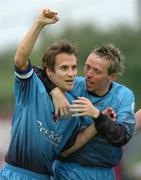7 June 2004; Kevin Hunt, left, Bohemians, is congratulated by team-mate Bobby Ryan after scoring his sides first goal. eircom League, Premier Division, Drogheda United v Bohemians, United Park, Drogheda, Co. Louth. Picture credit; David Maher / SPORTSFILE