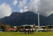 8 June 2004;The Irish squad with Table mountain in the background before the start of training. The Villages Rugby Ground, Capetown, South Africa. Picture credit; Matt Browne / SPORTSFILE