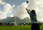 8 June 2004; Shane Byrne practices his line-outs against the backdrop of Table Mountion during Ireland rugby squad training. The Villages Rugby Ground, Capetown, South Africa. Picture credit; Matt Browne / SPORTSFILE