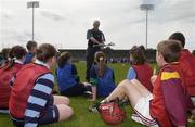 9 June 2004; Larry McDermott, GAA Project manager for Ballymun and coach at the Dublin final of the McDonalds Lift & Strike Competition, speaks to the players. Parnell Park, Dublin. Picture credit; Pat Murphy / SPORTSFILE
