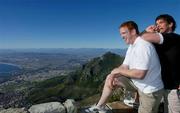 9 June 2004; Ireland's Paul O'Connell and Donnacha O'Callaghan, right, take in the view of Cape Town from Table  Mountain, during a rest day from training. Capetown, South Africa. Picture credit; Matt Browne / SPORTSFILE