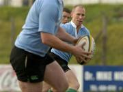 10 June 2004; Peter Stringer prepares to take the ball from Eric Miller during Ireland rugby squad training. Sea Point Rugby Football Club, Cape Town, South Africa. Picture credit; Matt Browne / SPORTSFILE