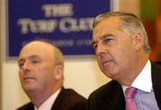 10 June 2004; Pierce G Molony, right, Senior Steward, The Turf Club, and Denis Egan, Chief Executive, The Turf Club, at the announcement of the Safety Review Group Report and Recommendations published by The Turf Club. The Westbury Hotel, Dublin. Picture credit; Brian Lawless / SPORTSFILE