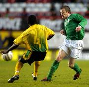 2 June 2004; Alan Quinn, Republic of Ireland, in action against Gerald Reid, Jamaica. Unity Cup, Republic of Ireland v Jamaica, The Valley, London, England. Picture credit; Pat Murphy / SPORTSFILE