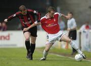 8 June 2004; Aidan O'Keeffe, St. Patrick's Athletic, in action against Vinny Perth, Longford Town. eircom League, Premier Division, St. Patrick's Athletic v Longford, Richmond Park, Dublin. Picture credit; Brian Lawless / SPORTSFILE