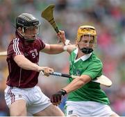 18 August 2013; Tom Morrissey, Limerick, in action against Sean Linnane, Galway. Electric Ireland GAA Hurling All-Ireland Minor Championship, Semi-Final, Limerick v Galway, Croke Park, Dublin. Picture credit: Stephen McCarthy / SPORTSFILE