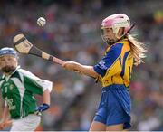 18 August 2013; Sarah Sheehan, representing Milford N.S. Charleville, Co. Cork, during the INTO/RESPECT Exhibition GoGames at the GAA Hurling All-Ireland Senior Championship Semi-Final between Limerick and Clare. Croke Park, Dublin. Picture credit: Ray McManus / SPORTSFILE