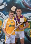 21 August 2013; Wexford captain Lee Chin and Antrim captain Jackson Mc Greevy in Dublin ahead of the Bord Gáis Energy GAA Hurling U-21 Semi- Finals. This Saturday, 24th August, Wexford play Antrim at 4pm followed by Galway against Clare at 6pm in Semple Stadium, Thurles. Both matches will also be shown live on TG4, with fans able to vote for their man of the match using the #LaochBGE hashtag on Twitter. Windmill Lane, Dublin. Picture credit: Brendan Moran / SPORTSFILE