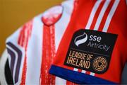 25 January 2023; A detailed view of the Treaty United jersey during a Treaty United squad portrait session at the University of Limerick in Limerick. Photo by Stephen McCarthy/Sportsfile