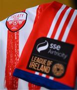 25 January 2023; A detailed view of the Treaty United jersey during a Treaty United squad portrait session at the University of Limerick in Limerick. Photo by Stephen McCarthy/Sportsfile